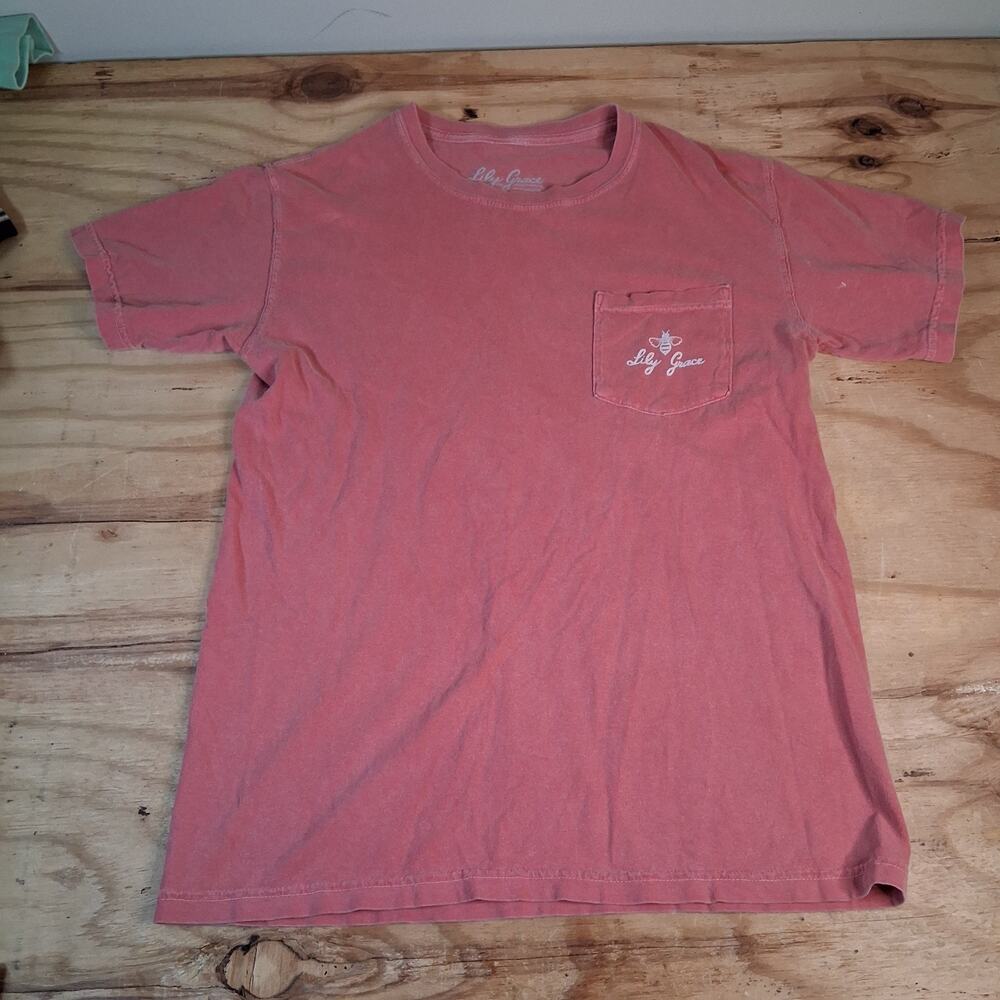 Lily Grace Womens Tee Sz S Pink Short Sleeve Tee Cactus Shirt Pocket Can't Touch